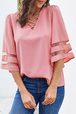 Load image into Gallery viewer, Cropped Sleeves Hollow Loose Shirt
