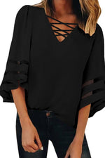 Load image into Gallery viewer, Cropped Sleeves Hollow Loose Shirt

