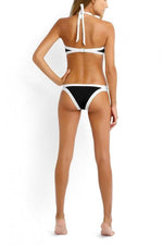 Load image into Gallery viewer, Color Block White And Black Halter Bikini Set
