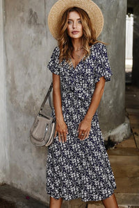 Chic Floral Short Sleeve Dress