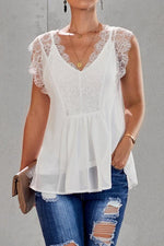 Load image into Gallery viewer, Lace Stitching V-Neck Loose Blouse
