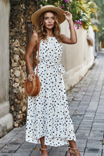 Load image into Gallery viewer, Polka Dot Lace Up Holiday Dress
