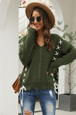 Load image into Gallery viewer, Cross Tie Loose Knit Pullover
