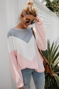 V-Stripe Long Sleeves Knit Pullover