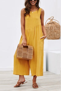 Casual Loose Back Open Sleeveless Jumpsuit