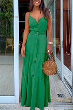Load image into Gallery viewer, Button Belted Slip Maxi Dress
