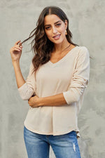Load image into Gallery viewer, V-Neck Loose Waffle Knit Pullover
