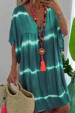 Load image into Gallery viewer, Summer V-neck Smocked Dress With Short Sleeves
