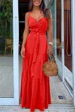 Load image into Gallery viewer, Button Belted Slip Maxi Dress
