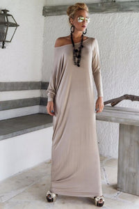 Elegant Loose Long-Sleeve Maxi Dress