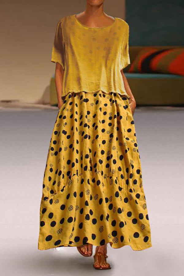 Polka Dot Two-piece Maxi Dress