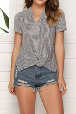 Load image into Gallery viewer, V-Neck Loose Pinstripe Chiffon Top

