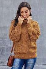 Load image into Gallery viewer, Cable Turtleneck Warm Pullover
