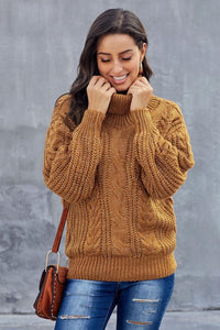 Cable Turtleneck Warm Pullover