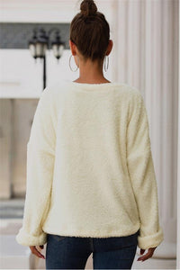 Love Embroidery Loose Plush Pullover