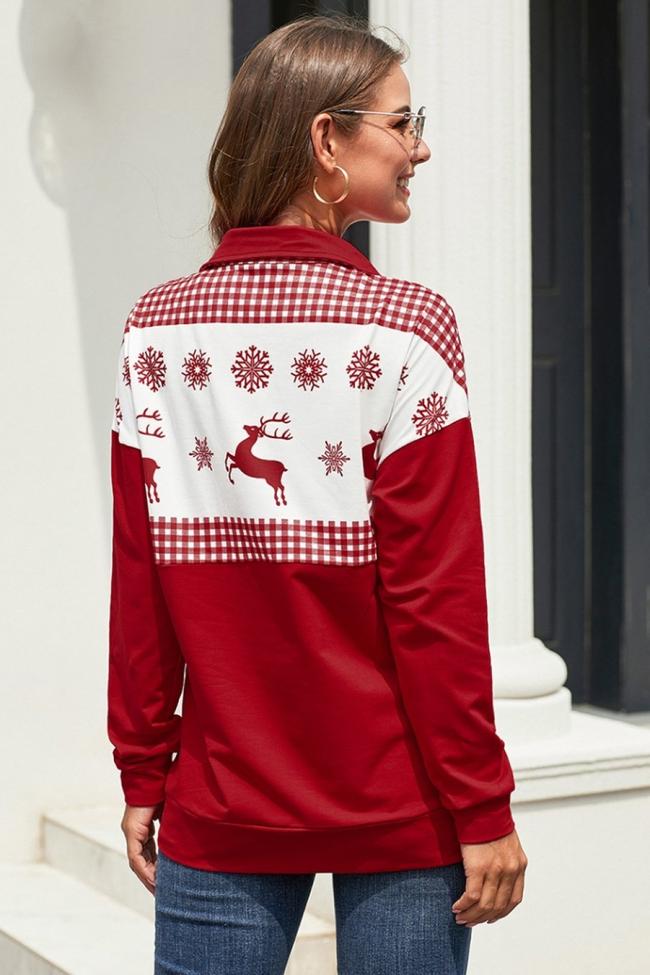 Snowflake Reindeer Print Pullover
