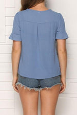 Load image into Gallery viewer, V-Neck Flounce Sleeve Chiffon Blouse
