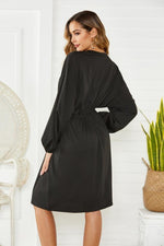 Load image into Gallery viewer, Long Sleeve Mid Length Drawstring Dress
