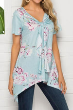 Load image into Gallery viewer, V-Neck Print Irregular Mid-Length Top
