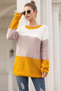 Leisure Color Block Loose Sweater