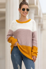 Load image into Gallery viewer, Leisure Color Block Loose Sweater
