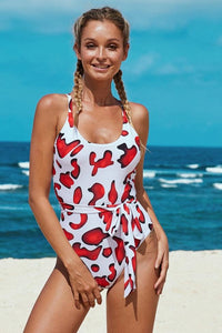 Cross Band And Belt One Piece Swimsuit