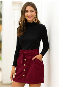 High Waist Elastic Pocket A-Line Skirt