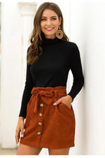 Load image into Gallery viewer, High Waist Elastic Pocket A-Line Skirt
