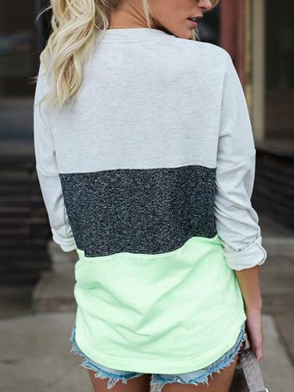 Spliced Casual Multi Color Sweatshirt