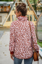 Load image into Gallery viewer, Leopard Stand Collar Buttons Sweatshirt
