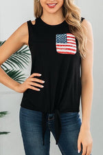 Load image into Gallery viewer, Flag Pattern Print Pocket Short Sleeve T-Shirt

