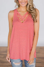 Load image into Gallery viewer, Striped Sleeveless Hollow Out T-Shirt
