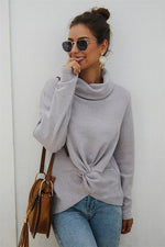 Load image into Gallery viewer, Pure Color High Neck Twist Sweater
