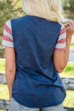 Load image into Gallery viewer, Round Neck American Flag Short Sleeve T-Skirt
