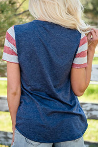 Round Neck American Flag Short Sleeve T-Skirt
