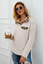 Load image into Gallery viewer, Leopard Button Plush Pullover
