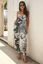 Load image into Gallery viewer, V Neck Sleeveless Belt Jumpsuit
