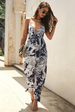 Load image into Gallery viewer, V Neck Sleeveless Belt Jumpsuit
