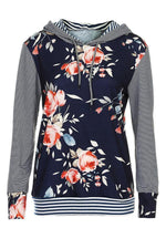 Load image into Gallery viewer, Floral Striped Loose Blouse Hoodie
