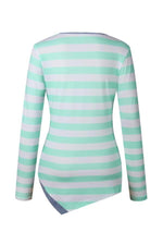 Load image into Gallery viewer, Striped Irregular T-Shirt With Long Sleeve And Round Collar
