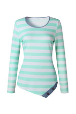 Load image into Gallery viewer, Striped Irregular T-Shirt With Long Sleeve And Round Collar

