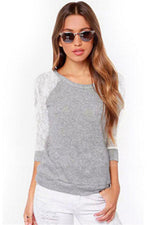 Load image into Gallery viewer, Lace Patchwork Cut Out Sweatshirt
