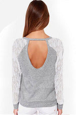 Load image into Gallery viewer, Lace Patchwork Cut Out Sweatshirt
