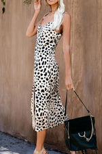 Load image into Gallery viewer, Leopard Sleeveless Slit Slip Dress
