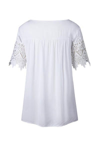 Lace Slim T-Shirt With Round Collar