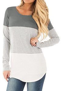 Round Neck Striped Long Sleeve T-Shirt
