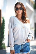 Load image into Gallery viewer, Pure Colour V Neck Loose Sweater
