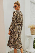 Load image into Gallery viewer, Leopard V Neck Long Sleeved Maxi Dress
