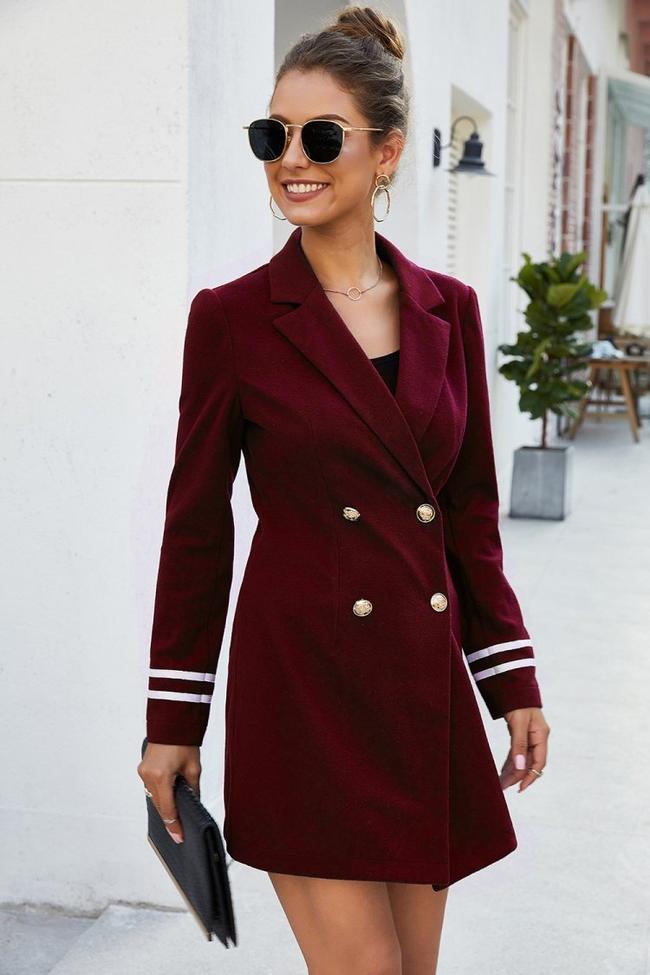 Double Breasted Fitted Wool Coat