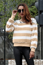 Load image into Gallery viewer, Striped Round Neck Plush Loose Sweater
